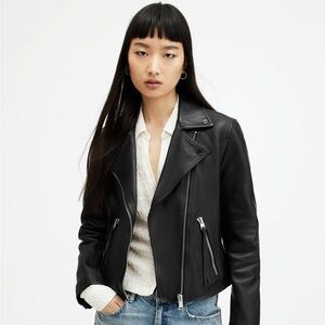 NWT ALL SAINTS Dalby Slim Fit Leather Biker Jacket Size 8
